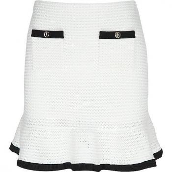 Self-Portrait White Crochet Tipped Mini Skirt - Size L