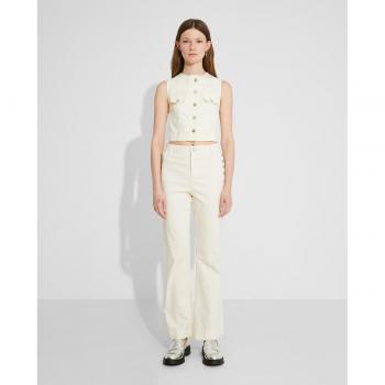 NAËLLE - Pantalón de campana de mujer de tiro alto con botones laterales