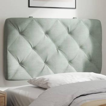 Cabecero de cama acolchado en terciopelo gris claro de 80 cm