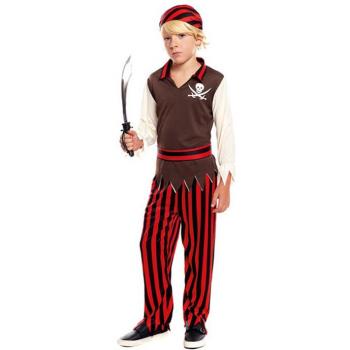 Disfraz de Pirata rojo a rayas para niño