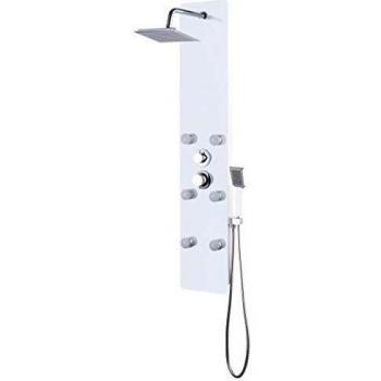 vidaXL Panel Ducha Acero Inoxidable y Cristal Blanco 25x44,6x130 cm Baño Aseo