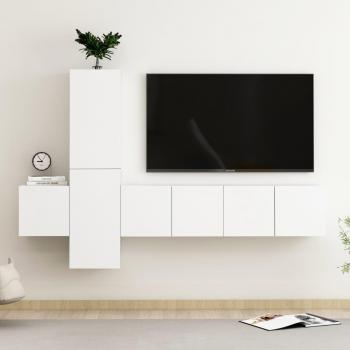 Mueble de salón TV de 5 piezas en aglomerado blanco
