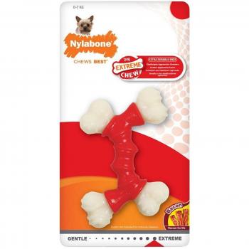 Nylabone Extreme Chew Double Bone Bacon Flavor Medium Size Dog Chew Toy