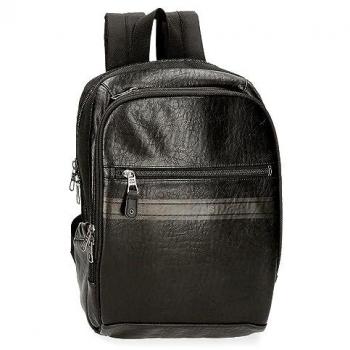 Mochila Pepe Jeans Horley Negra Adaptable para Ordenador Doble Compartimento 25x37x10 cms Poliéster 9,25L