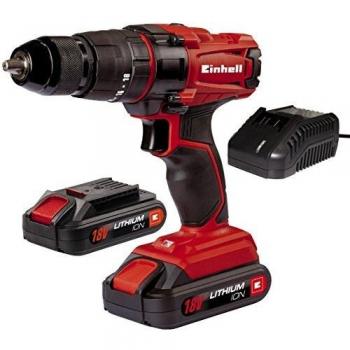 Einhell TC-CD 18-2 Li-i - Taladro de impacto sin cable, con cargador, 2 baterías 1.5 Ah, 2 velocidades, portabrocas 13 mm, 40 Nm, 18 V, color rojo y negro