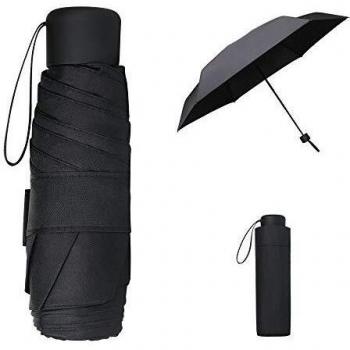 Vicloon Mini Paraguas, Paraguas de Viaje Portátil con Diseño de Esqueleto Mejorado, Paraguas Plegables y Compacto, Mini Viento Paraguas con 210T Negro Tela de Goma, Resistencia UV & Impermeable