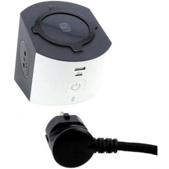 Legrand Induction Charging Power Strip with USB-A and USB-C, 2x2P+T, 2m Cable - White/Grey