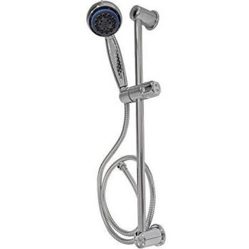 Set de Ducha Ridder Alcachofa de Masaje 8 Ajustes Curaçao Cromo - Incluye Soporte y Manguera, Acero Inoxidable, KTW Certificado, Todo en Uno, Dimensiones: 58
