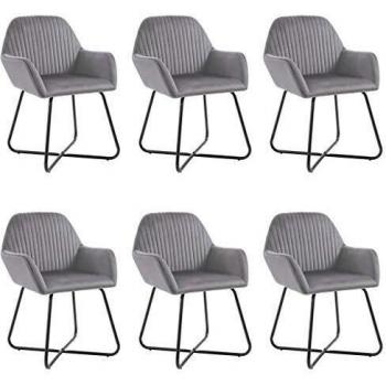 6-Piece Gray Velvet Dining Chair Set