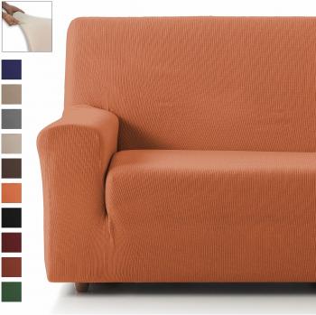 Eiffel Textile Funda Sofa Elastica Protector Adaptable Rústica Sofá, Naranja, 3 Plazas