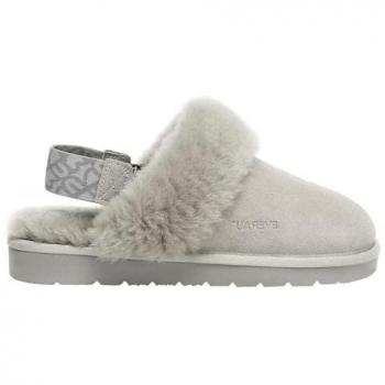 Women’s Grey Suede Pelican Removable Strap Slingback Slippers