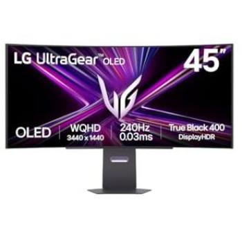 Monitor Gaming Curvo LG UltraGear 45 OLED WQHD 3440x1440 240Hz G-SYNC FreeSync 0.03ms