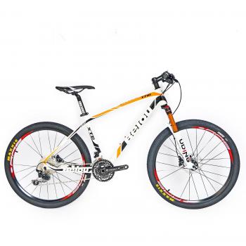 BEIOU®, Bicicleta de montaña de fibra de Carbono, Hardtail MTB Shimano M610 Deore, 30 Velocidades, ultraligera 10.65 kg, RT 26 guiado de cables interno profesional, Toray T800 bujes de carbono brillante CB018., color White Orange, tamaño 17-Inch, 