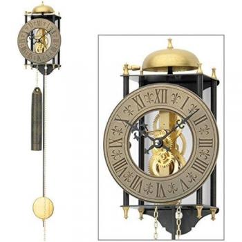 Reloj de Pared Mecánico Clásico AMS 301 de Metal en Color Negro, Dimensiones 25 x 14 x 11 cm
