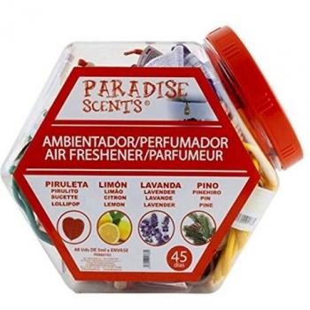 Contenedor Ambientador de Madera para Coche - 48 Unidades Aromatizantes Paradise Scents