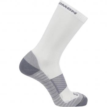Calcetines de running unisex Salomon Aero Crew en color blanco, gris y negro