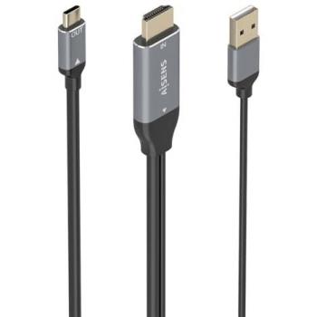 Cable Conversor Aluminio HDMI V2.0 a USB-C 4K@60Hz, Negro, 1.8m