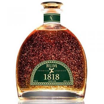 Ron XO Dominicano 1818 Premium Liqueur Gold 23K - Añejo Edición Especial - Regalo para Hombre y Mujer - Botella y Certificado del Oro - Sin Caja de Regalo - 40% 70 cl