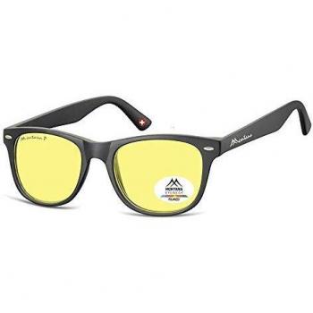 Montana Eyewear MP10Y Polarized Men's Sunglasses - Black, Size 66, Unisex, Matte Black Rubbertouch with Yellow High Contrast Polarized Lenses