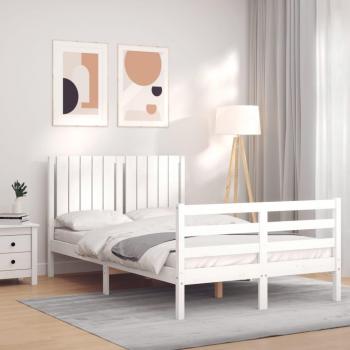 Estructura de cama con cabecero de madera maciza blanca, 120x200 cm, marca vidaXL