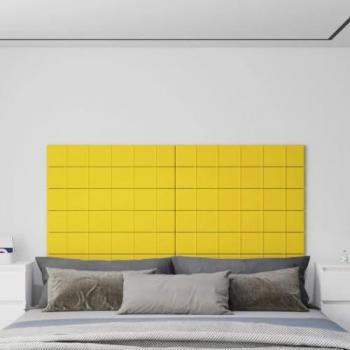 Paneles de pared 12 piezas Amarillo claro 90x15 cm Tela 1,62 m²