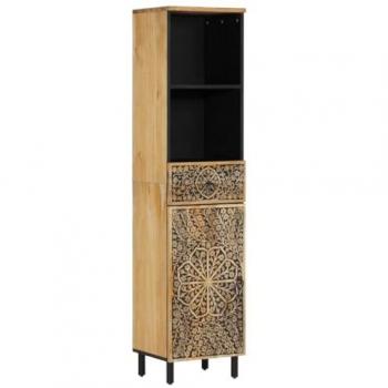Mueble de baño madera maciza de mango 38x33x160 cm Marrón