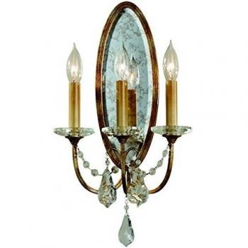 Aplique Valentina de 3 luces en bronce con decoraciones de cristal