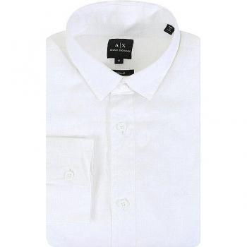Armani Exchange Men's Classic White Linen Shirt, Long Sleeve, Size M