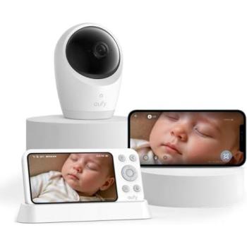 Monitor para Bebés Eufy E21 - Cámara 4K UHD, Pantalla de 5, WiFi Híbrido, Control por Aplicación, Función Panorámica/Inclinable, Zoom 8x
