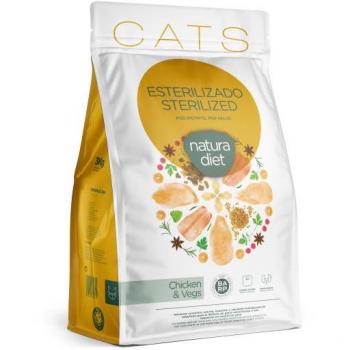 Natura Diet Cat Sterilized Pollo y Vegetales 8 KG - Pienso para gatos, fórmula específica para gatos esterilizados, contiene pollo y vegetales, equilibrado en nutrientes, rico en proteínas de alta calidad, bajo en grasas