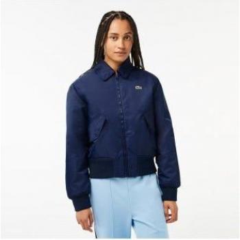 Cazadora Bomber Oversized marino Lacoste para mujer con logo oversized en la parte trasera