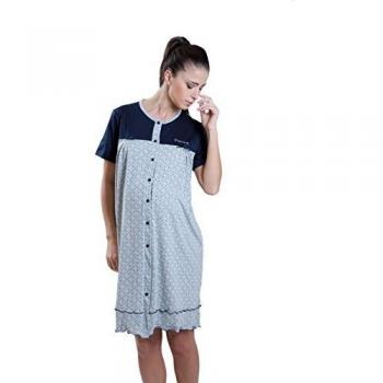 Camisa Clínica Premamá Abierta Frontal Algodón Jersey Gris Talla S