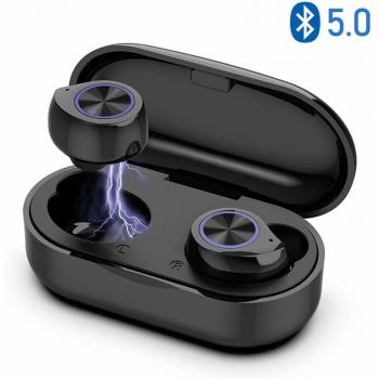 2019 Nuevos Auriculares Bluetooth táctiles con micrófono Estéreo Estuche de Carga portátil de Audio para Android Android Sport-Negro39