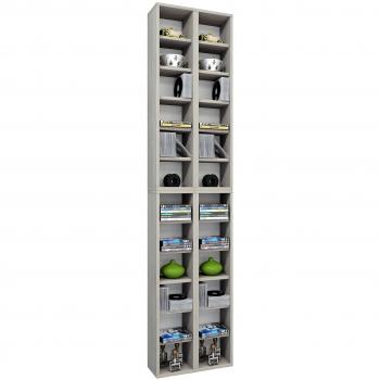Estante de Madera Almera para CD y DVD - Capacidad para 408 CDs o 144 DVDs - Dimensiones: 183 x 42 x 20 cm - Color Roble Sonoma