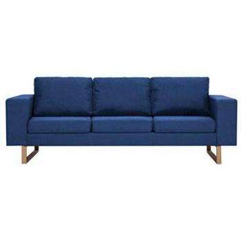 vidaXL Sofá de 3 Plazas Tela Color Azul Asiento Silla Sillón Taburete Tumbona Banquillo Mueble Mobiliario Adornos Salón Hogar Casa