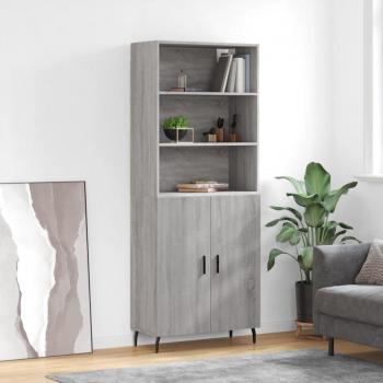 Aparador alto de madera contrachapada gris sonoma 69,5x34x180 cm