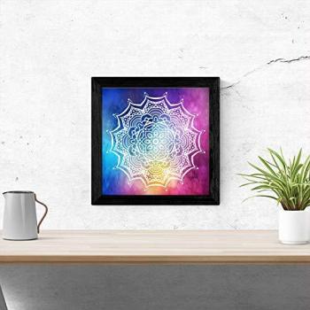 Póster Cuadrado de Mandalas Coloridos y Complejos con Marco - Alta Calidad 20x20 cm