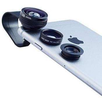 Apexel baterías ® Objetivo gran angular 10 x 75°, Macro, ojo de pez 180° para teléfonos móviles y iPhone 6 y 6 plus, 5s, 5, 4s, Samsung HUAWEI TCL ZTE Lenovo