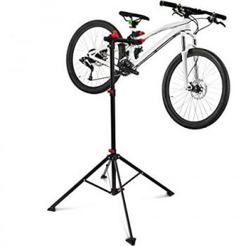 Relaxdays - Soporte Caballete Plegable para Bicicletas, Acero pulverizado, Soporte hasta 30 kg, Altura Ajustable Desde 110-190 cm, Color Negro