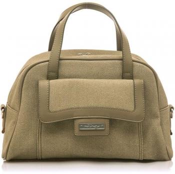Bolso de mano Mustang Nelo verde con detalles en tejido y cremallera