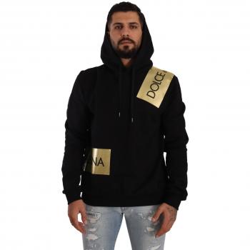 Dolce & Gabbana Black Golden-Logo Pullover Hooded Sweater - IT44 | XS