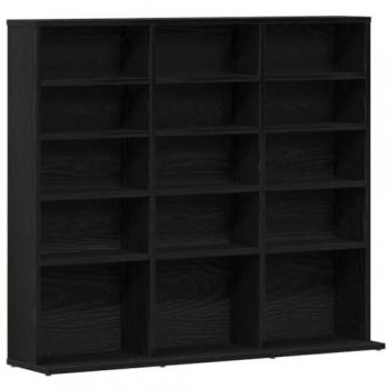 Black Oak CD Cabinet - 100.5x23x89.5 cm - Engineered Wood Multimedia Storage Unit