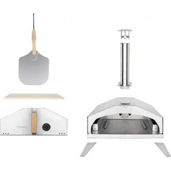 Horno de pizza a gas H.Koenig GINO440 con superficie de cocción de 30,5 x 30,5 cm y temperatura ajustable hasta 450°C