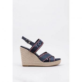Tommy Hilfiger Sandalia de cuña alta Tommy Webbing para mujer en color azul