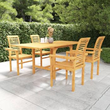5 Piece Solid Teak Wood Garden Dining Set