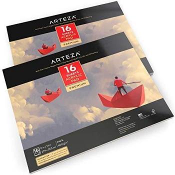 Arteza Cuadernos de pintura acrílica | Tamaño 27, 9 x 35,5 cm | Pack de 2 blocs de papel pesado
