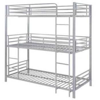 Cama litera triple ELOUAN - 3x90x190 cm - Metal Gris