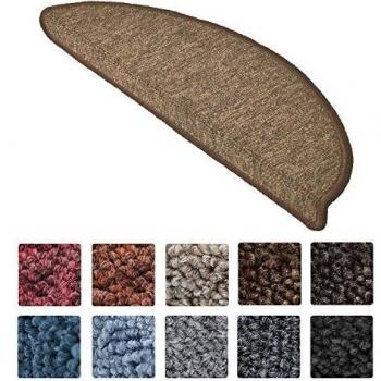 Alfombras Antideslizantes Semicirculares para Escaleras ProStair, Set de 15 Unidades, 55 x 15 cm, Color Marrón