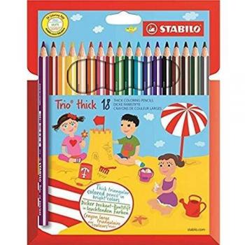 Lápiz de color triangular grueso STABILO Trio thick - Estuche con 18 colores