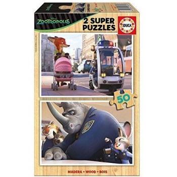 Educa Borrás - Puzzle 2X50 Zootropolis: Aventuras en la ciudad de los animales